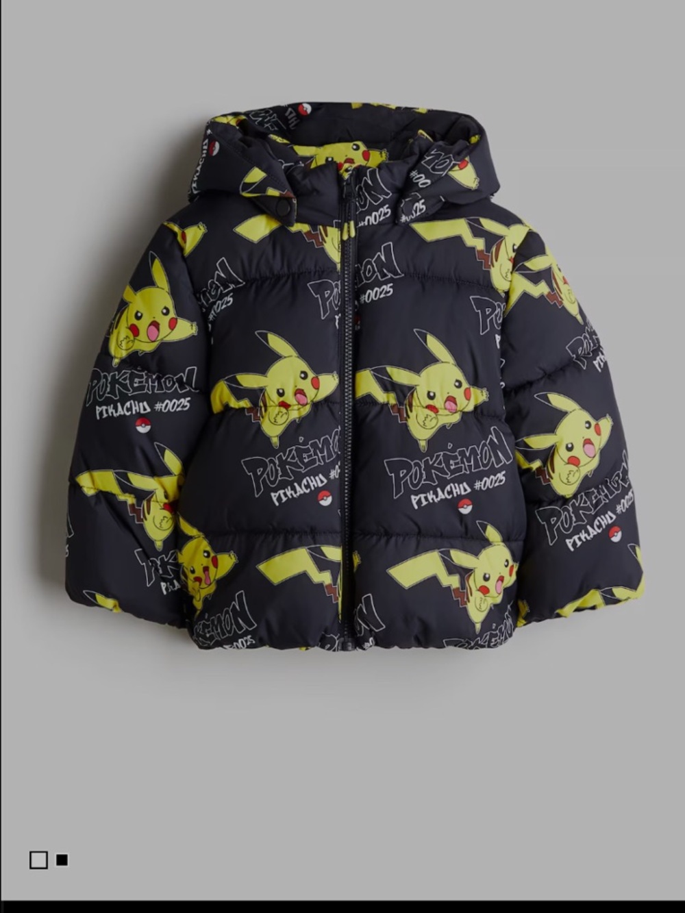 Zara Kids Pokémon Pikachu Puffer Jacket Black Yellow Size 5T 6T Hooded